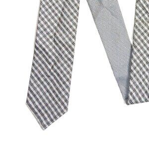 Alfani Plaid Tie Men’s 59.5” Gray Gingham Rayon Blend Designer Skinny Tie New
